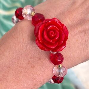 Elegant Red Rose Bracelet